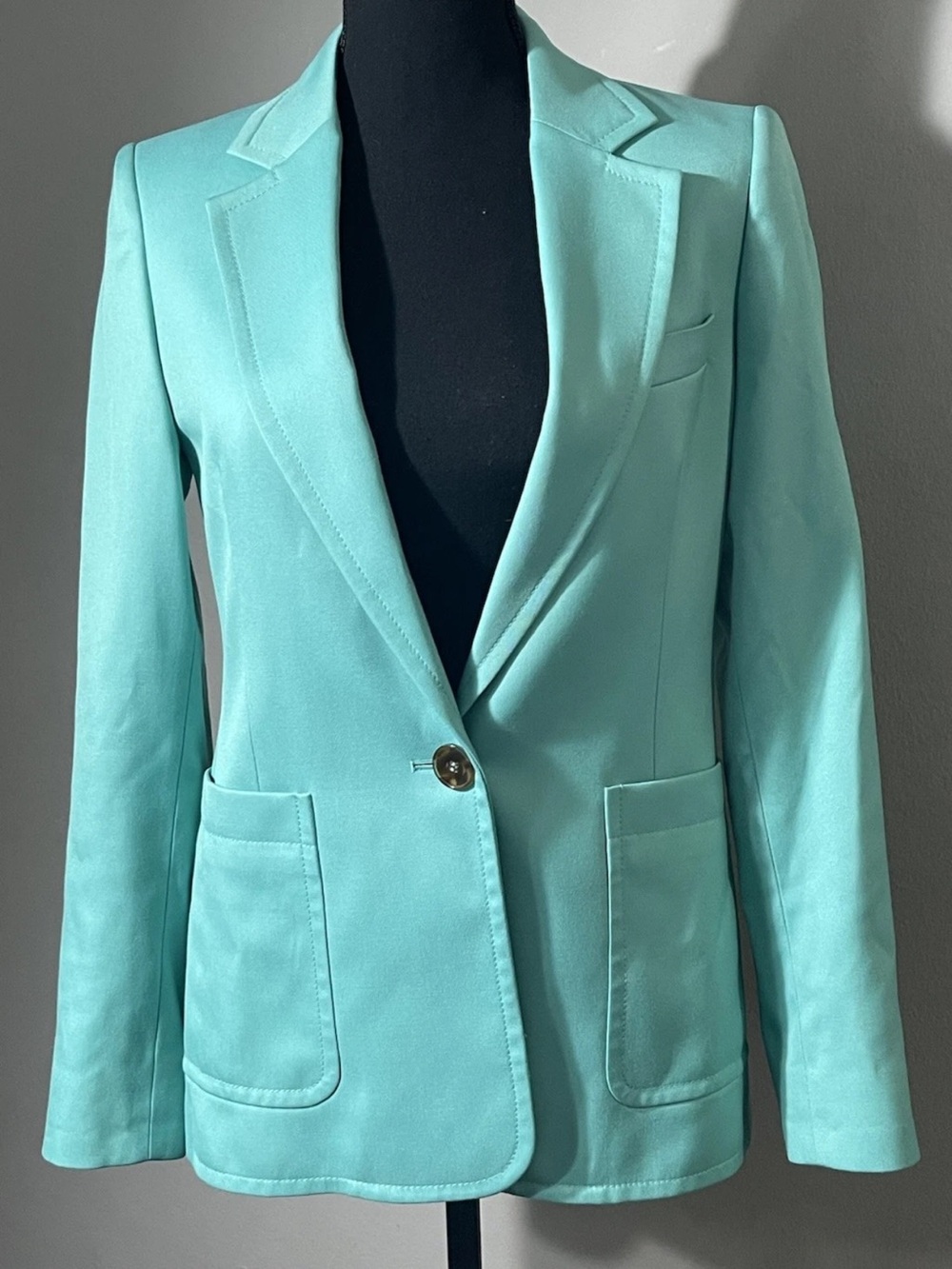 Reiss Ember Notched Single Button Blazer Green Tailored Lined Womens Size 4